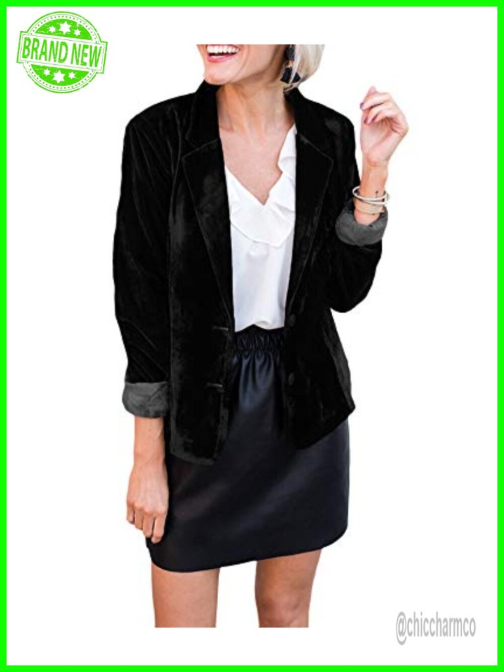 Velvet Blazer Jacket Long Sleeve Button Front Slim Fit Fully Lined Pockets